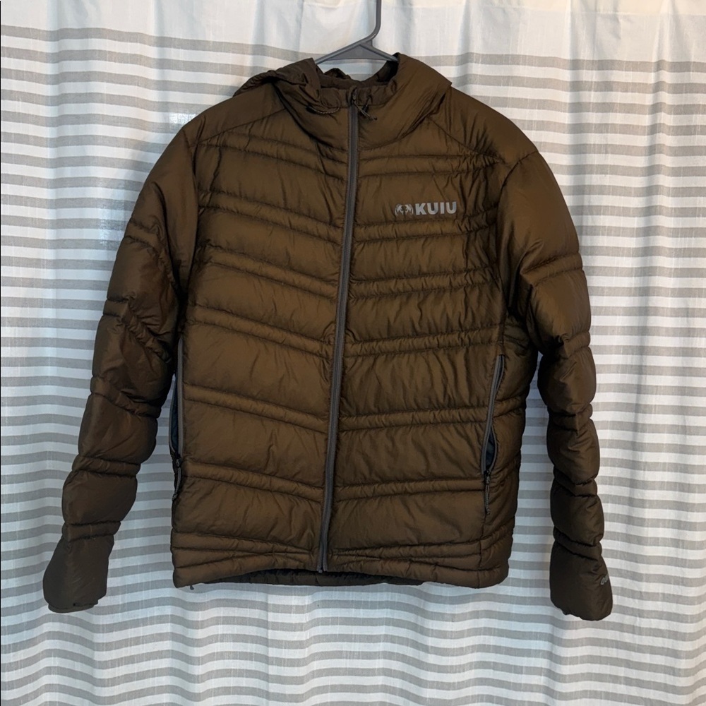 KUIU Men's Hooded Puffer Jacket - Dark Green/ Brown